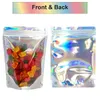 Holografische hersluitbare Mylar-zakjes Geurbestendig Heat Sealable Stand Up Pouches - Gebruik voor feestartikelen Candy Gift