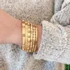 Imperméable à l'eau sans ternissement bijoux en acier inoxydable bijoux empilables 18k plaqué or bracelets jonc pour cadeau