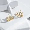 Boucles d'oreilles à la mode 18K véritable plaqué or spirale géométrie pour les femmes de haute qualité bijoux de luxe brillant Zircon S925 argent aiguille