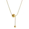 Choker European And American Simple Gold Color Ball Pendant Steel Short Necklace Non Fading Jewelry Sexy Neck Chain For Woman Wholesale