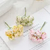 Dried Flowers 6/18Pcs Artificial Foam Mini Roses Bouquet Home Garden Decoration Christmas Garland Handmade Wedding Festival Supplies