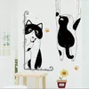 Chat mignon noir et blanc autocollant mural papier peint salon chambre d'enfants décor à la maison