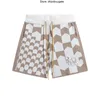 RHUDE Shorts pour hommes American High Street Checkered Cashew Flower Knitted Wool Jacquard Casual Pants Loose Quarter Shorts Fashion