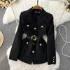 Women's Jackets Suit Coat Women Autumn Winter Jacket Metal Double-breasted Buckle Belt Slim White Coats And For Zm3078