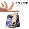 Magnetische opvouwbare lederen hoes voor OPPO Find N2 Flip Ring Design Touch Slim And Fit Stand Wallet