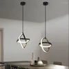 Lâmpadas pingente luz led moderna pretobranco lustre criativo lâmpada para sala de jantar cozinha cabeceira quarto pendurado