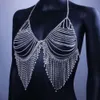 Other Fashion Accessories Luxury Mesh Tassel Chest Chain Bra Top Crystal Lingerie Bikini Sexy Jewelry For Women Festival Gift 230613