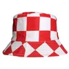 Berretti LDSLYJR 2023 Cotton Plaid Print Two Sides Wear Bucket Hat Fashion Joker Outdoor Travel Sun Cap per uomo e donna 187