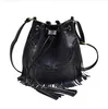 Fabrik Großhandel Damen Umhängetaschen 4 Farben handgemachte Quaste dickes Leder Eimer Tasche Street Fashion Seil Rucksack Joker einfarbig Frauen Handtasche 907#