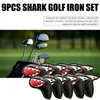 Other Golf Products 9Pcs Golf Club Iron Cover Golf Iron Head Covers Cute Sharks Design With Number Protective Golf Cover Golf Accessories 230612