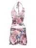 Dwuczęściowa sukienka Kobiety Summer Mini spódnica stroje bez rękawów Tops BodyCon Set Fairy Y2K Wyjście zestawu garnituru (kolorowe l)