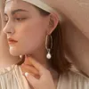Boucles d'oreilles pendantes français rétro haut de gamme gros cercle en forme de perle pendentif pour les femmes élégant grand cerceau Chic classique bijoux de noël