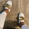 Slippers جديدة تصميم العلامة التجارية السلسلة الذهبية Women Slipper قسيمة على أحذية البغال مستديرة إصبع القدم ytmtloy zapatillas mujer casa flip flop j230613