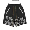 Top Craftsmanship Men's Shorts Rhude Black Zipper Reflective Fashion Shorts Drawcord Fashion Casual Capris