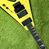 Heißer Verkauf, hochwertige 6-saitige gelbe Flying V-E-Gitarre, Qualitätsgarantie