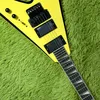 Hot Sale Hoge kwaliteit 6-snarige gele Flying V elektrische gitaar kwaliteitsgarantie