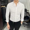 Erkekler Sıradan Gömlek Beyaz Gömlek Uzun Kollu Erkekler Giyim Elbisesi 2023 İlkbahar ve Sonbahar Akıllı Dönüş Yakası Düz ​​Renk İş Giysileri 5xl