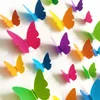 30st 3D PVC Multicolor Butterfly Wall Stickers Art DCAL vardagsrum Solid färg Fjärilar för heminredning Mural Diy Decals
