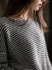 Swetry damskie Czarno-biały sweter w paski kobiety luźne o długim rękawie koszula merino wełniane