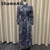 Plus size Dresse Size Snake Skin Print Papillon manica lunga Midi Dress 4XL Summer Vita alta con cintura Raso africano Rayon Robes 230613