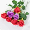 Dried Flowers 5Pcs Artificial Rose Bouquet Wedding Decorative Wreaths Christmas Valentine's Day Vases for Home Garden Party Fake Plant