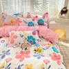 Ensembles de literie INS Orange Damier Housse de Couette Draps Cas Twin Full Double Taille Floral Ensemble de Literie Décor Maison Pour Enfants Filles Z0612