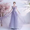 Gorgeous lace purple Evening Dresses Long sequined Appliques Beaded Ruched Women Evening Pageant Prom Gowns Crystal Beading sexy Party Dress cocktail Gowns 2023