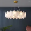 Anhänger Lampen Nordic Moderne Luxus Feder Glas Led-leuchten Wohnzimmer Kronleuchter Gold Metall Glanz Kinder Schlafzimmer