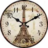 Väggklockor klocktorn Paris tyst non ticking retro blommig England stil batteri drivs akvarell vintage skrivbord