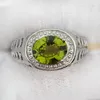 Cluster Rings 925 Silver Men Ring Real Green Peridot 8x10mm Oval Shape Gemstone August Birthstone Birthday Gift Wedding Choice R504GPN