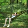 Hängmattor Portable Outdoor Camping Tält Hammock med Net Person Canopy Hanging Bed Hunting Sleeping Swing