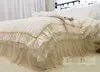 Sängkläder set lyxiga sängkläder set ruffle duvet cover set broderi spetsar garn säng täckning set sängäcken dubbla lager sängark queen sängkläder set z0612