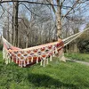 Hamacs de jardin en plein air, balançoire à pampilles, lit suspendu, Camping, chasse, pliable, trois couleurs, accessoires Photo