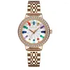 Wristwatches 2023 Watch Female Ling-shaped Cut Glass Gypsophila Simple Fashion Gift Rose Gold Diamond British