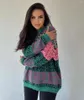 Suéteres femininos outono/inverno 22 suéter solto com monograma 9337#