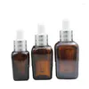 Lagringsflaskor Square Droper Bottle Amber Glass Drop Massage Pipette Brown 30/50 ml Essential Oil 15st