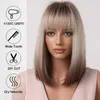 Perucas de renda marrom loiro ombre bob perucas para mulheres peruca de cosplay com franja raízes escuras cinza cabelo natural peruca sintética z0613