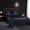 Bedding sets Luxury Silky Satin Fitted Sheet Queen Size Solid Home King Size Bed Sheet Set Soft Smooth Twin Bedsheets Set with s Case Z0612