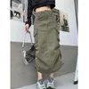 Saias HOUZHOU Vintage Y2k Cargo Skirt Feminino Harajuku Longo A-line Girl Alt Aesthetic Plissado Grunge Moda Coreana 2023 Tendências