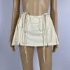 Skirts Spring Summer Fashion Women Pleated Double Zipper Bow Tied Ribbons A-Line Vintage Female Mini Skirt Y2K Sexy Casual