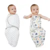 Filtar Swaddling 2st Cotton Born Sleepsack Baby Swaddle Filt Wrap Hat Set Spädbarn Justerbar Born Sleeping Bag Muslin 06m 230613