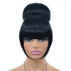 Chignons jeedou Синтетические сферические прически Чиньон с челкой в ​​волос Bun Pad Donut Rubber Band Hairpieces Black Color 230613