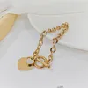 Nueva pulsera en forma de corazón S925 Plata de ley 3 colores Pulsera para mujer Moda Hebilla Colgante Rosa Brillante Pulsera de amor