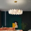 Anhänger Lampen Nordic Moderne Luxus Feder Glas Led-leuchten Wohnzimmer Kronleuchter Gold Metall Glanz Kinder Schlafzimmer