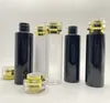 Bottiglie vuote in plastica Contenitori da viaggio con tappo a vite dorato Contenitori ricaricabili da 100 ml Bottiglie cosmetiche per shampoo Lozione Detergente per toner - Senza BPA