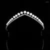 Hair Clips Pearl Cubic Zirconia Tiara Crown Zircon Diadem For Brides Women Birthday Gifts Headpiece Wedding Accessories Bridal Jewelry