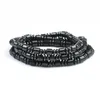 Link Bracelets Fashion Natural Hematite Stone Cylinder Inlaid Flat Round Beads Black Neutral Bracelet Jewelry Ornaments For Daily Wear