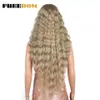 Женщина синтетические кружевные парики для чернокожих женщин Blonde Brown Red 30 дюймов в длину глубоковол