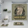 Rideaux barbe barbier Hipster coupe de cheveux rideau de douche rasage Vintage Barbershop rétro rideaux de bain avec tapis ensemble de couverture de siège de toilette