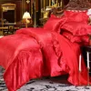 Bedding sets 4pcs Wedding Luxury Bedding Sets Jacquard QueenKing Size Duvet Cover Set Bedclothes Bed Linen cases sheet Dropshipping Z0612